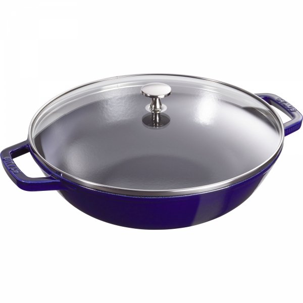 Wok żeliwny Z Pokrywką 30 Cm, Niebieski Staub