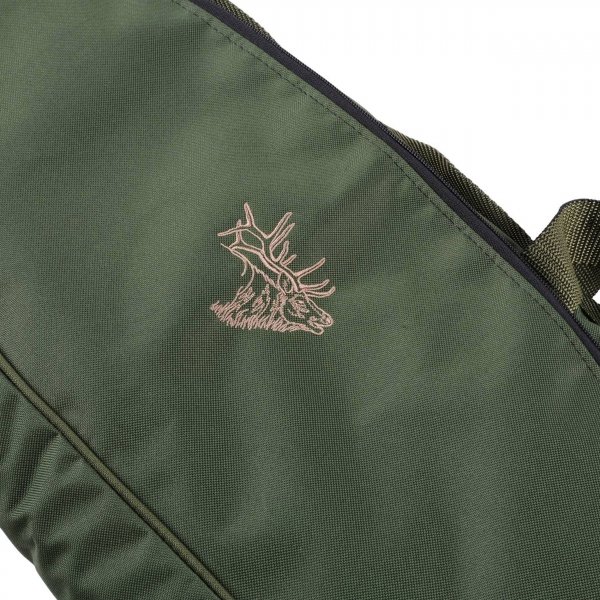 Pokrowiec na broń Forsport 125 cm - oliwkowy, haft beżowa głowa jelenia, biza oliwkowa