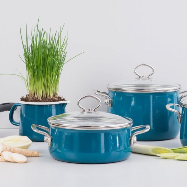 RIESS - Garnek wysoki z pokrywą 4,0l 20cm Aquamarin