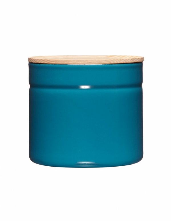 RIESS - Pojemnik kuchenny z drewnianą pokrywą 1,3l Silent Blue