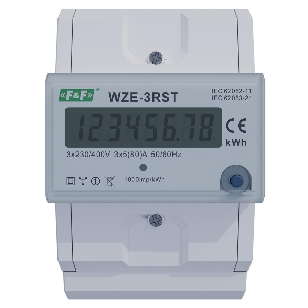 Wskaźnik zużycia energii elektrycznej z kasowalnym dodatkowym wskazaniem 3-fazowy WZE-3RST