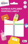 Naklejki do oznaczania; 48 x 70 mm, 8 naklejek, kolorowe ramki, AVERY NAME8C