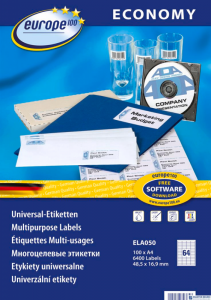 Etykiety uniwersalne ELA050 48,5 x 16,9 100 ark. Economy Europe100 by Avery Zweckform