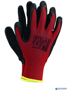 Rękawice powlekane czerwono-czarne rozmiar 7 RTELA