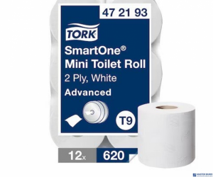 Papier toaletowy Smart One mini jumbo, 2 warstwy, kolor biały, makulatura z celulozą, 111m, T9 TORK 472193