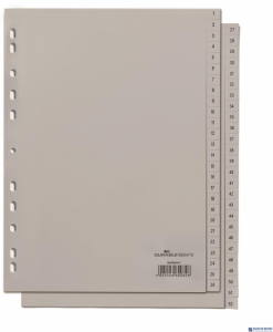 Przekładki PP A4 szare, nadruk, indeksy, dwie sekwencje Szary 650410 DURABLE