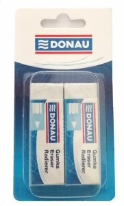 Gumka uniwersalna DONAU, 62x21x11mm, blister - 2szt., biała, 7304001-09/2B