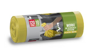 Worki do segregacji plastik żółte LDPE 120l (10 szt.) ANNA ZARADNA 7058