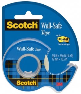 Taśma klejąca SCOTCH_ Wall-Safe, bezpieczna dla ścian, na podajniku, 19mm, 16,5m, transparentna