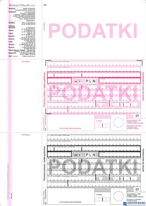 F-130-2 Podatki 2-odcinkowe polecenie przelewu A4 100 kartek MICHALCZYK