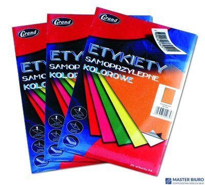 Etykiety samoprzylepne kolorowe A4, czerwony, 25 arkuszy GRAND 150-1062