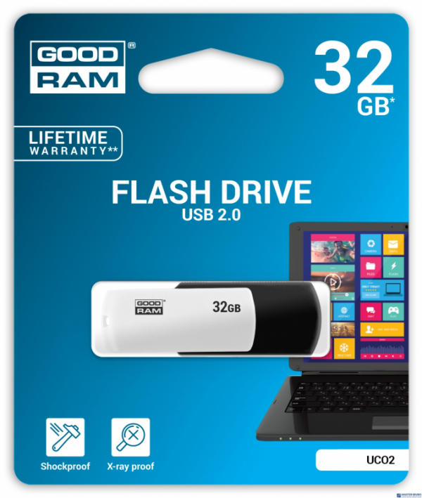Pamięć USB GOODRAM 32GB UCO2 czarno-biały USB 2.0 UCO2-0320KWR11