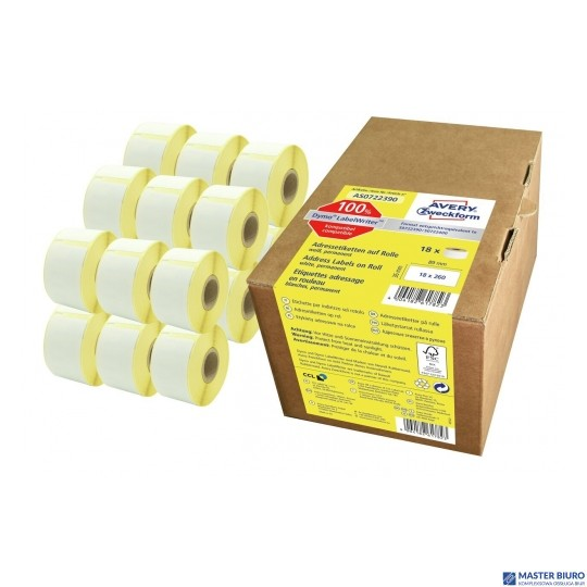 Etykiety adresowe termiczne 36 x 89 mm 18 rolek Avery Zweckform AS0722390