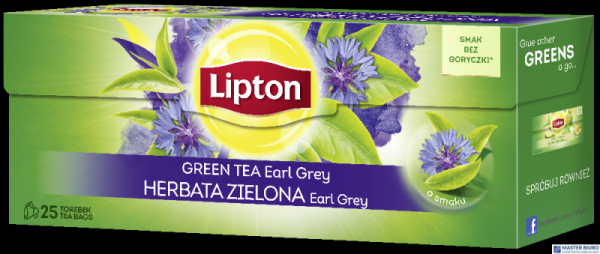 Herbata LIPTON GREEN TEA EARL GREY 20 torebek zielona