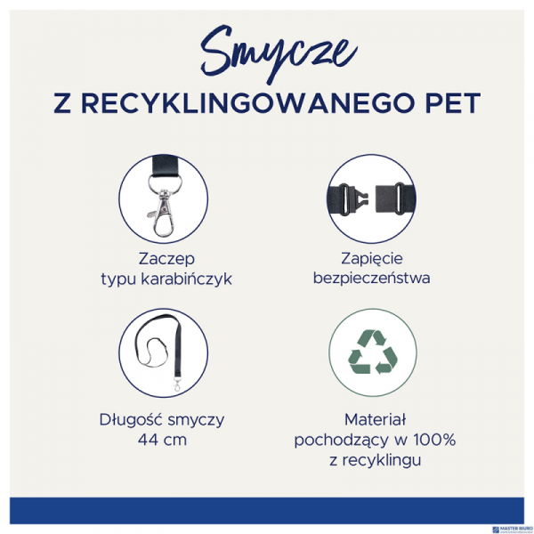 Smycz na identyfikator z recyklingowanego PET, 10 szt.; 15 x 440 mm; żółte smycze, Avery 4842Y