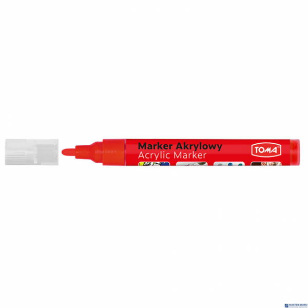 Marker akrylowy, fibrowa końcówka okrągła 2-5mm,  czerwony TO-402 Toma