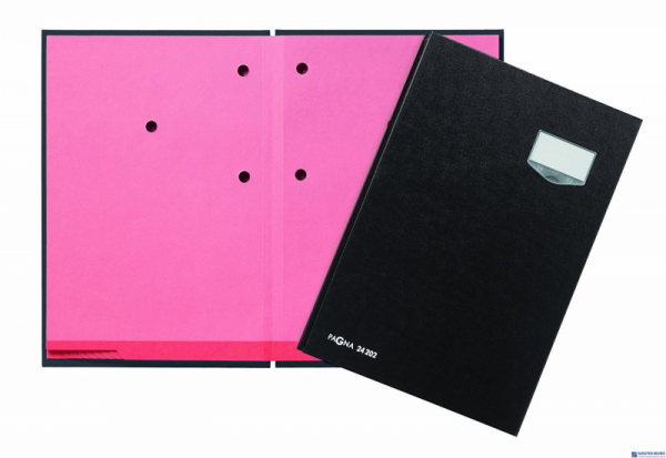 Teczka do podpisu DE LUXE, 20cz., czarna,  różowe przekładki P2420204 PAGNA DURABLE
