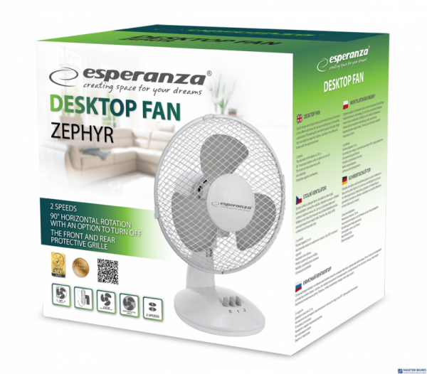 Wentylator biurkowy ZEPHYR biało-szary EHF004WE ESPERANZA