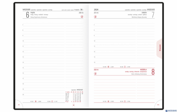 Kalendarz A5 STANDARD książkowy (KS1),13 - czarny karo/wstawka 2024 TELEGRAPH