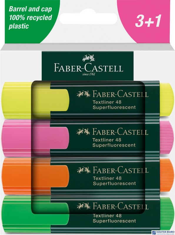 Zakreślacz 1548 4 Kol. Neonowe opakowanie Kartonowe Faber-castell