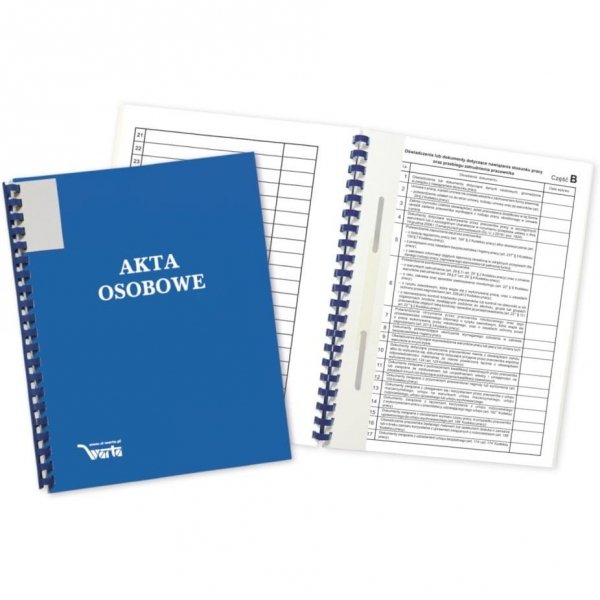 Teczka Akta Osobowe ABCDE, binda zewnętrzna z treścią niebieska 824-339-097 WARTA
