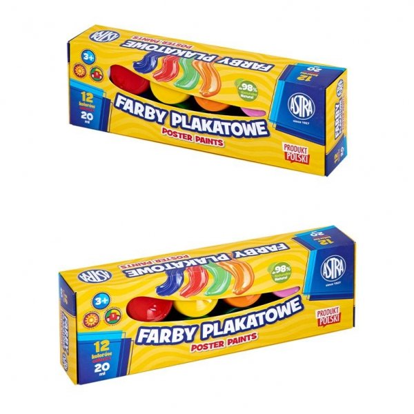 Farby plakatowe ASTRA 12 kol x 20 ml Standard box 301123043