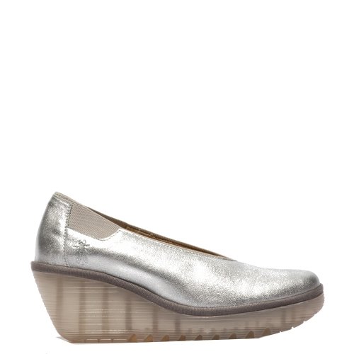 Czółenka Fly London YOZA 438 Silver Laminato P501438024
