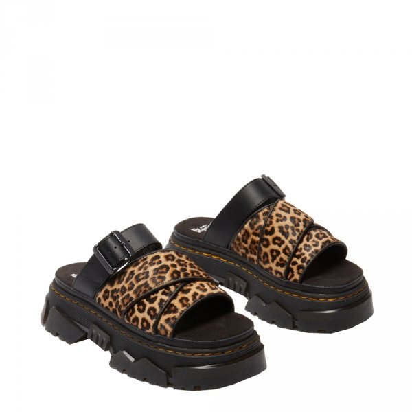 Sandały Dr. Martens MATTISON SLIDE Light Tan Mini Leopard Spot Hair On 41110200