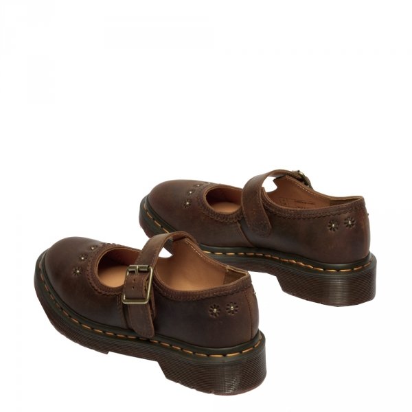 Półbuty Dr. Martens MARY JANE FLOWER Dark Brown Crazy Horse 42391200