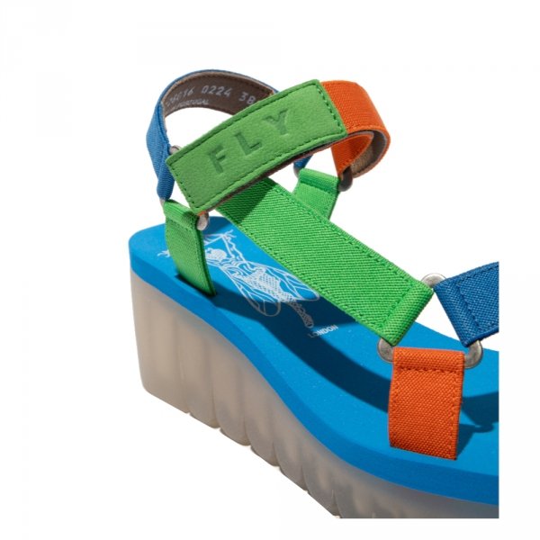 Sandały Fly London YEFA 726 Pistachio/Multicolor/Azurre Cupido/Elastic P144726016