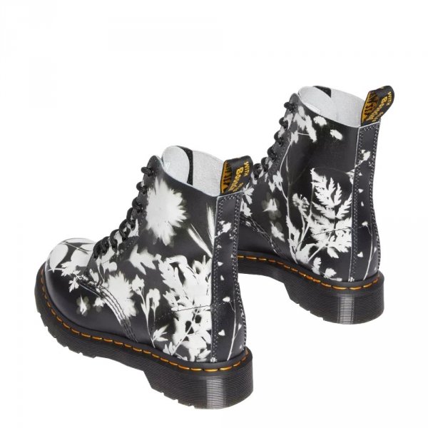 Buty Dr. Martens 1460 PASCAL FLORAL SHADOW LEATHER Black + White Backhand 30862009
