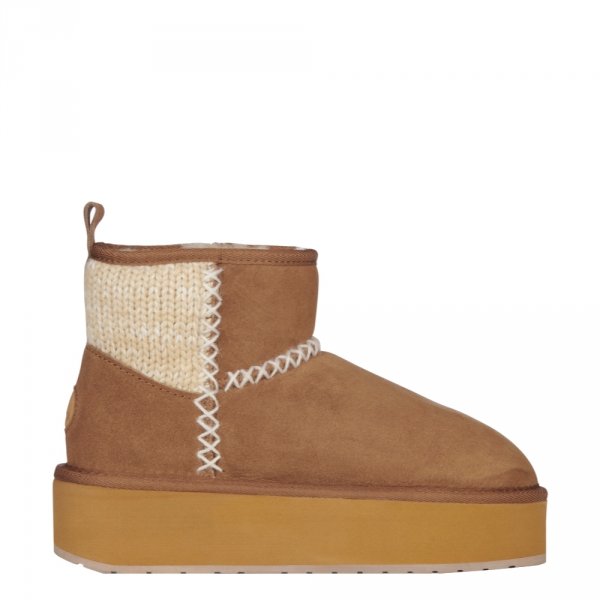 Buty Emu AUSTRALIA STINGER KNIT Flatform Chestnut W13143 Ocieplane