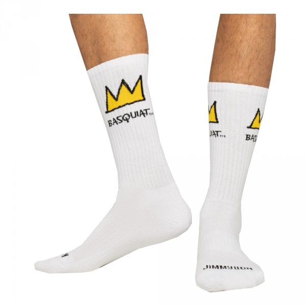 Skarpety Jimmy Lion BASQUIAT CROWN White
