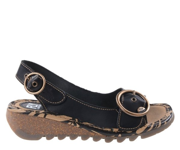 Sandały damskie Fly London TRAM723 skórzane czarny P500723000