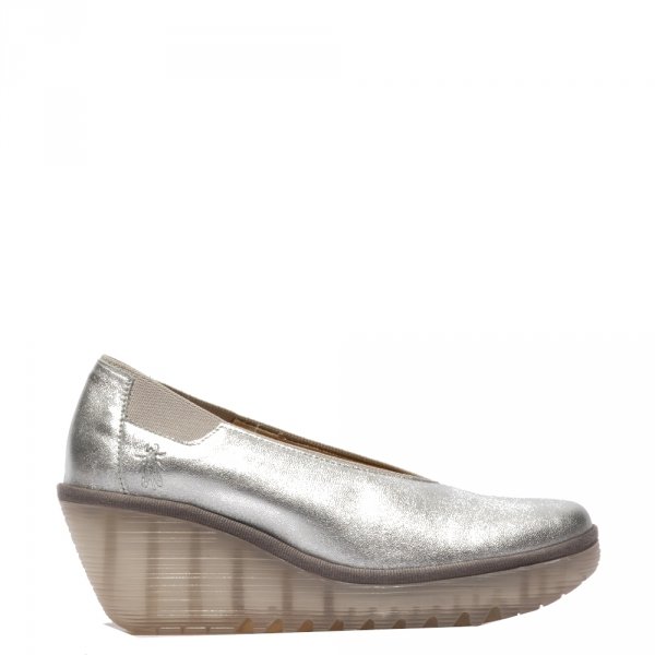 Czółenka Fly London YOZA 438 Silver Laminato P501438024