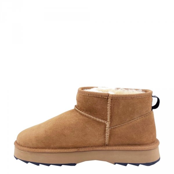 Buty śniegowce Emu AUSTRALIA SHARKY MICRO FLATFORM skórzane brązowy W13304 Ocieplane