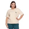T-SHIRT DAMSKI LUŹNY Z HAFTOWANYM KWIATKIEM BD1800-007