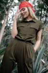 BeWear B223 Kombinezon safari z kieszeniami na przodzie - khaki