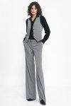 Nife Spodnie wide leg w czarną jodełkę - SD82