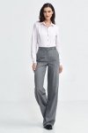 Nife Spodnie bootcut, z krytym guzikiem, prążek - szary - SD103