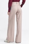 Nife Spodnie z zakładkami, wide leg, prążek - beż - SD105