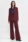 Nife Spodnie z zakładkami, wide leg - bordo - SD102