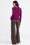 Nife Bluza z dzianiny prążkowanej z długim rękawem - purpura - BL08