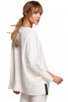 Moe M491 Bluza z rozcięciami na bokach i lampasem - ecru