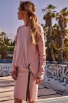 Moe M492 Bluza z klamerkami i lampasami na przodzie - cukierkowo różowa