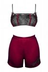 Zmysłowy Komplet Damski Nineras Cllaret Burgundy Bordowy Collection LivCo Corsetti Fashion rozmiar - L/XL