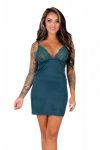 Anamell Turquoise/Turkusowa damska koszulka nocna satynowa LivCo Corsetti Fashion rozmiar - XXL