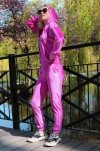 Dollien Fuchsia/Fuksja welurowy komplet dresowy z kapturem Merribel rozmiar - XL