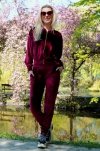 Goldenia Wine Red/Bordowy welurowy komple dresowy zapinany na zamek Merribel rozmiar - L