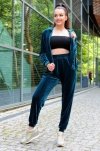 Klindey Turquoise/Turkusowy welurowy komplet dresowy z rozpinaną bluzą Merribel rozmiar - L